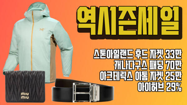 이 가격에 사야지! 스톤아일랜드 후드 자켓 33만, 캐나다구스 패딩 70만, 아크테릭스 아톰 자켓 25만, 아이허브 29% 역대급 세일 총정리!